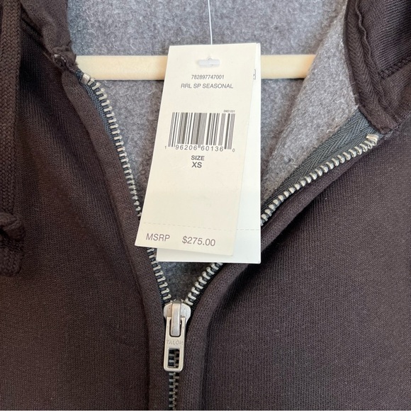 Ralph Lauren Double RL Men’s Full Zip Hooded Sweatshirt Faded Black XS NWT - Picture 5 of 6